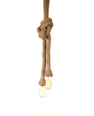 Homeroots 7" X 7" X 43" Rope Two Bulbs  Pendant Lamp   364232