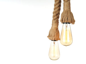 Homeroots 7" X 7" X 43" Rope Two Bulbs  Pendant Lamp   364232
