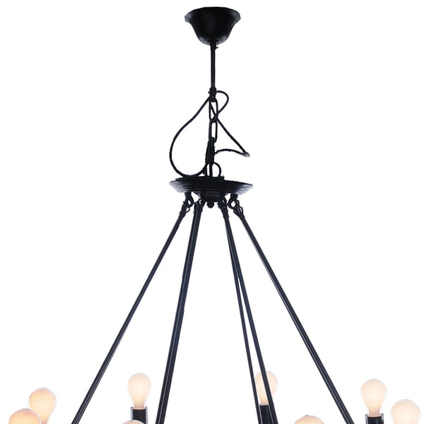 Homeroots 32" X 37" X 32" 8 Bulbs Rope  Pendant Lamp   364237