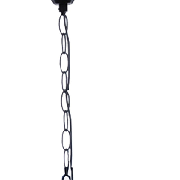 Homeroots Natural And Black Iron And Rope Three Light Ceiling Light   364238