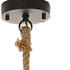 Homeroots Beige And Black Iron And Rope Ceiling Light   364239