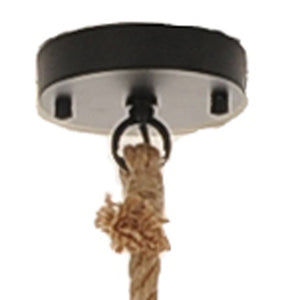 Homeroots Beige And Black Iron And Rope Ceiling Light   364239