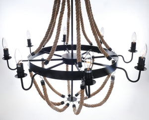 Homeroots 35.5" X 35.5" X 47" 8 Bulbs Large Rope  Pendant Lamp   364240