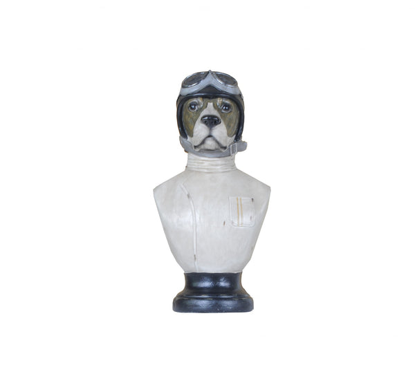 Homeroots Dog Bust Aviator Statue  Resin 364246