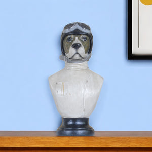 Homeroots Dog Bust Aviator Statue  Resin 364246