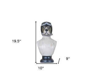 Homeroots Dog Bust Aviator Statue  Resin 364246