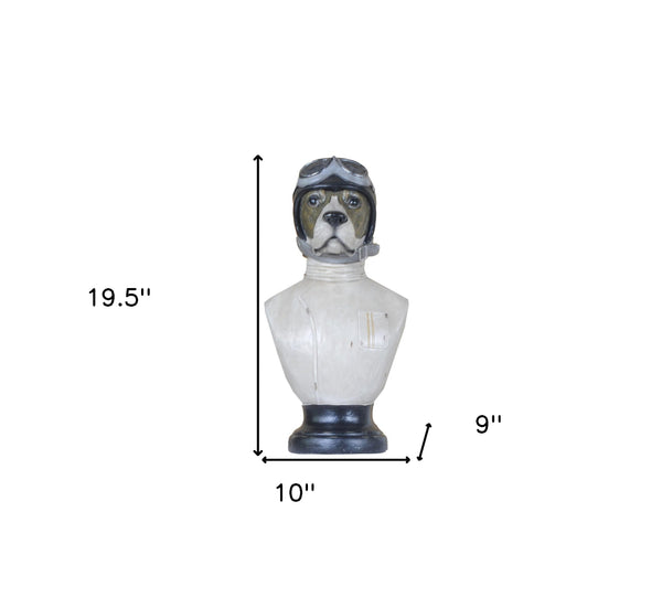 Homeroots Dog Bust Aviator Statue  Resin 364246