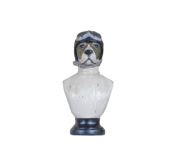 Homeroots Dog Bust Aviator Statue  Resin 364246
