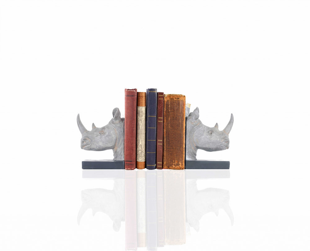 Homeroots Rhino Head Bookend Set Of 2  Resin 364253