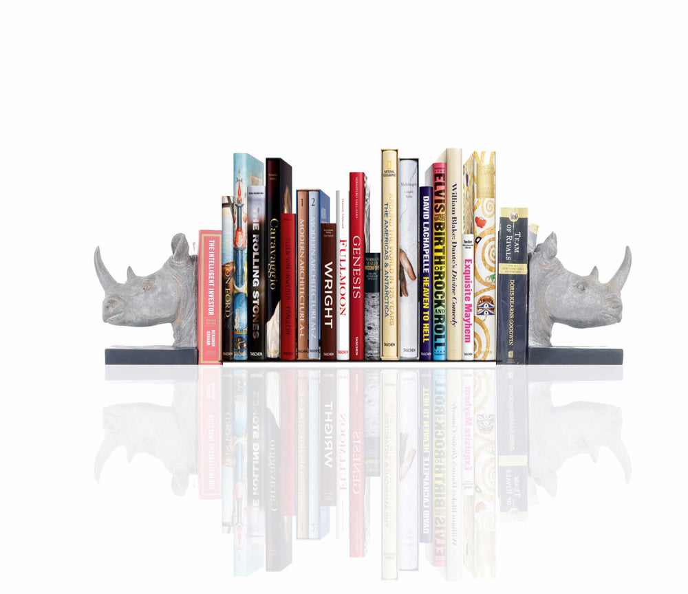 Homeroots Rhino Head Bookend Set Of 2  Resin 364253