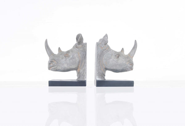 Homeroots Rhino Head Bookend Set Of 2  Resin 364253