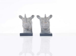 Homeroots Rhino Head Bookend Set Of 2  Resin 364253