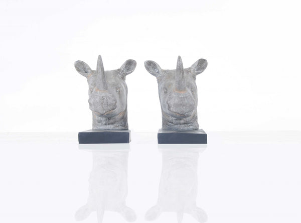 Homeroots Rhino Head Bookend Set Of 2  Resin 364253