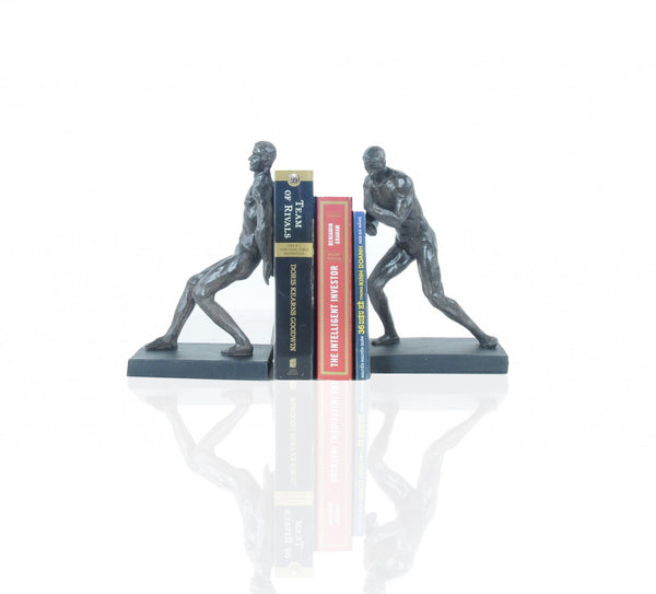 Homeroots 4.5" X 6" X 10.5" Gymnastic Man Bookend Set Of 2  Resin 364255