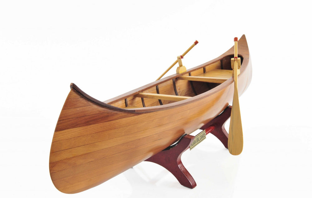 Homeroots 5" X 24" X 7" Indian Girl Canoe  Solid Wood 364262