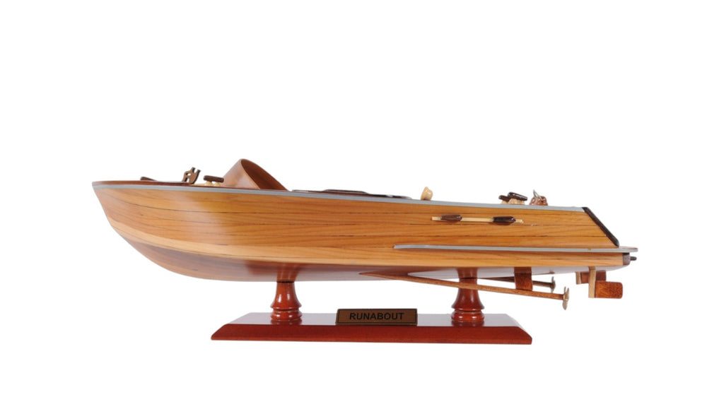 HomeRoots 16" Vintage Hand-Painted Solid Wood Runabout Canoe Model Boat - Nautical Decor & Gift for Collectors 364264