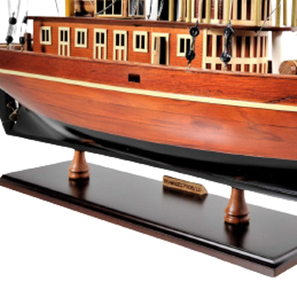 HomeRoots 6" Seguin Tug Boat Model - Handcrafted Mahogany & Teak Nautical Décor for Home or Unique Gift Idea 364266