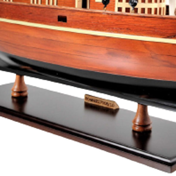 HomeRoots 6" Seguin Tug Boat Model - Handcrafted Mahogany & Teak Nautical Décor for Home or Unique Gift Idea 364266