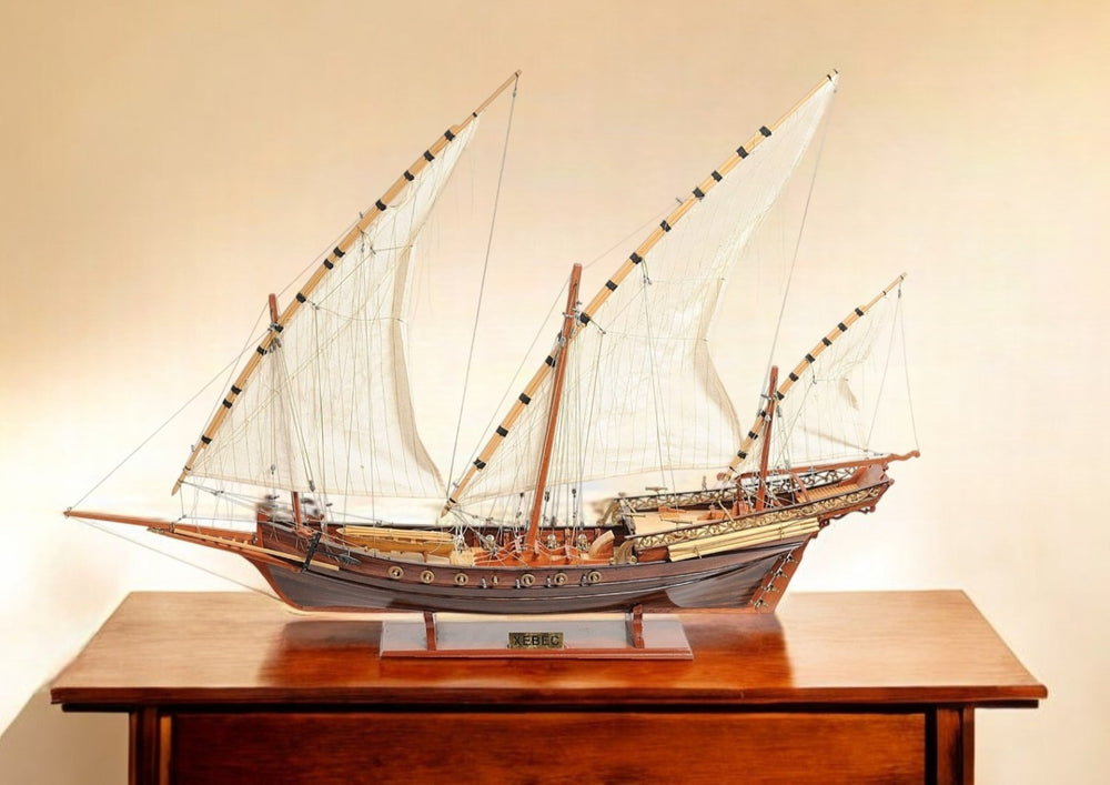 HomeRoots 27" Vintage Nautical Brown Hand-Painted Wood Boat Sculpture - Rustic Charm for Home Décor Accents 364268