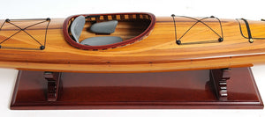 Homeroots Rich Cedar Kayak Model Sculpture  Solid Wood 364270