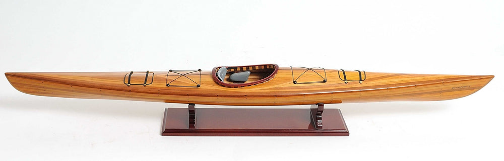 Homeroots Rich Cedar Kayak Model Sculpture  Solid Wood 364270