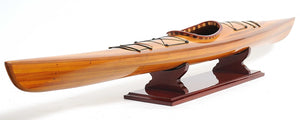 Homeroots Rich Cedar Kayak Model Sculpture  Solid Wood 364270