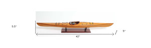 Homeroots Rich Cedar Kayak Model Sculpture  Solid Wood 364270