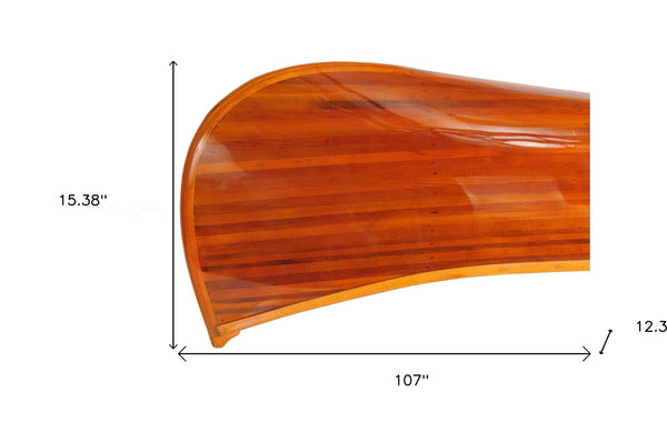 Homeroots 12.375" X 107" X 15.375" Display Half Canoe  Solid Wood 364271