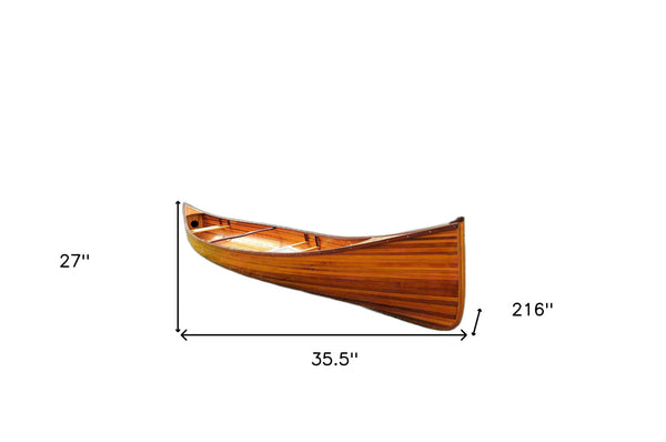 Homeroots 35.5" X 216" X 27" Wooden Canoe  Wood 364273