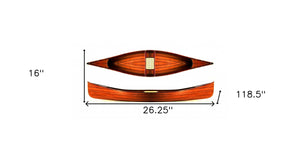 Homeroots 26.25" X 118.5" X 16" Wooden Canoe  Wood 364276