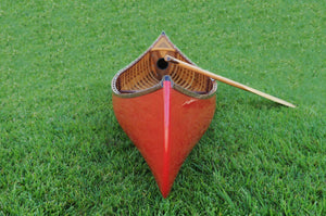 Homeroots 26.5" X 117" X 20" Red Wooden Canoe With Ribs Curved Bow  Wood 364278