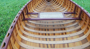 Homeroots 26.5" X 117" X 20" Red Wooden Canoe With Ribs Curved Bow  Wood 364278