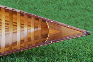 Homeroots 26.5" X 117" X 20" Red Wooden Canoe With Ribs Curved Bow  Wood 364278