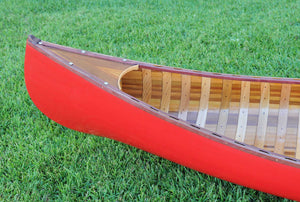 Homeroots 26.5" X 117" X 20" Red Wooden Canoe With Ribs Curved Bow  Wood 364278