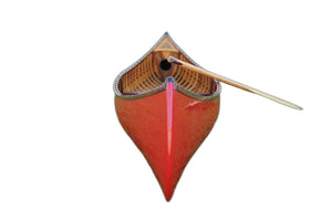 Homeroots 26.5" X 117" X 20" Red Wooden Canoe With Ribs Curved Bow  Wood 364278