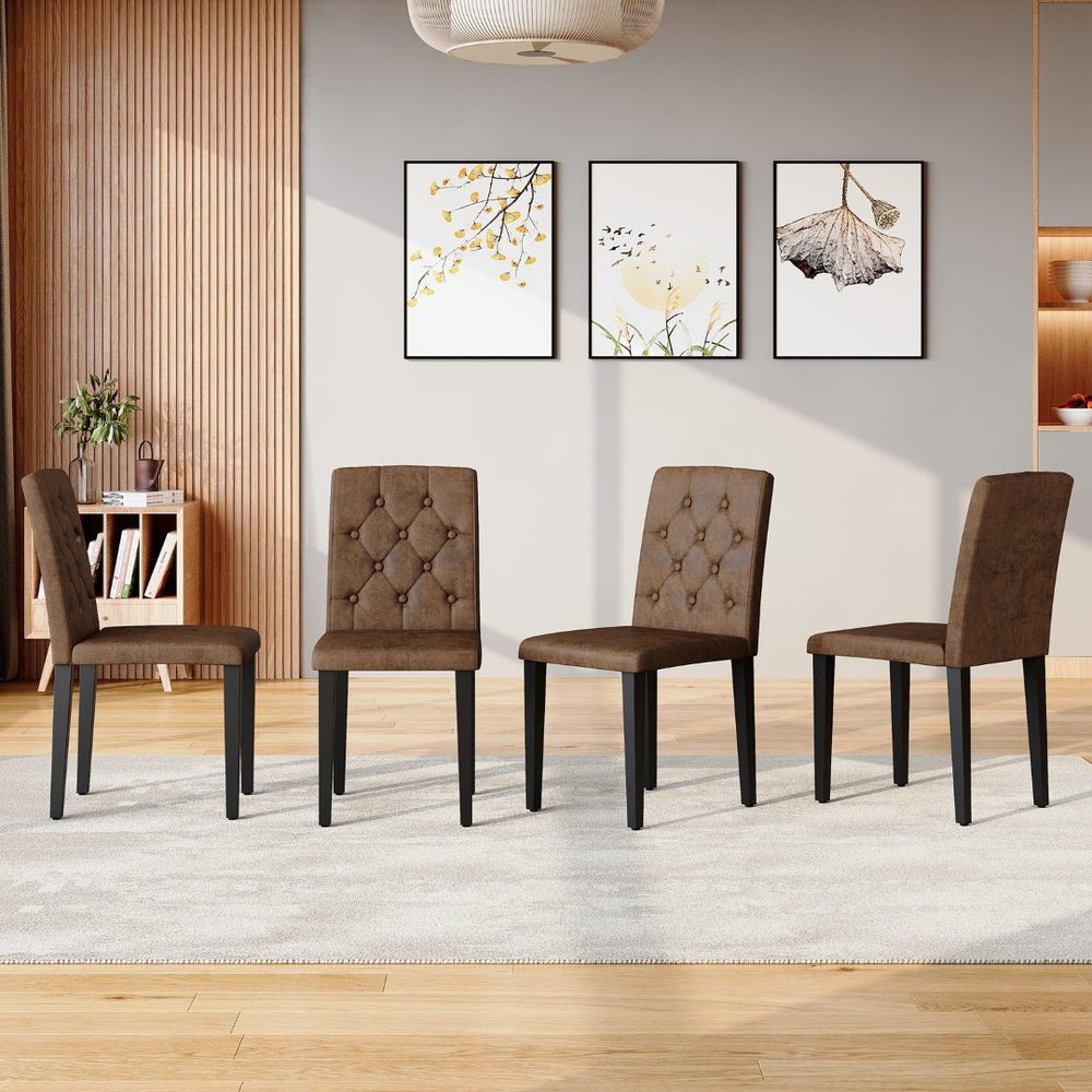 English Elm 4-pack Button-tufted Faux Suede Dining Chairs with Black Metal Legs for Modern W1151P295723