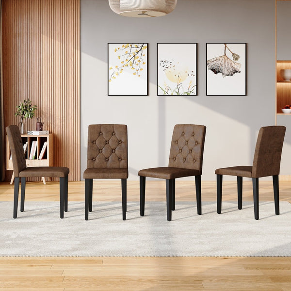 English Elm 4-pack Button-tufted Faux Suede Dining Chairs with Black Metal Legs for Modern W1151P295723