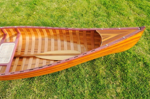Homeroots 26.25" X 118.5" X 16" Wooden Canoe With Ribs Curved Bow  Solid Wood 364280