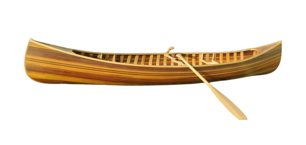 Homeroots 16" Wood Brown Solid Wood Hand Painted Model Boat Tabletop Sculpture  Solid Wood 364281