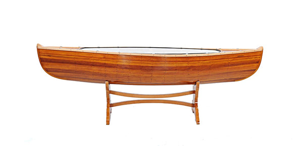Homeroots Natural Solid Wood And Glass Canoe Coffee Table   364285