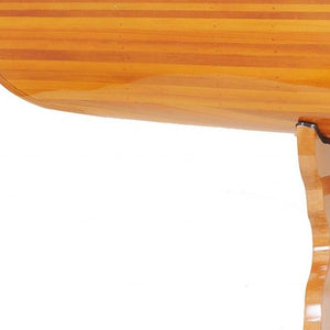Homeroots Natural Solid Wood And Glass Canoe Coffee Table   364285