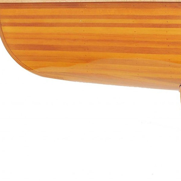 Homeroots Natural Solid Wood And Glass Canoe Coffee Table   364285