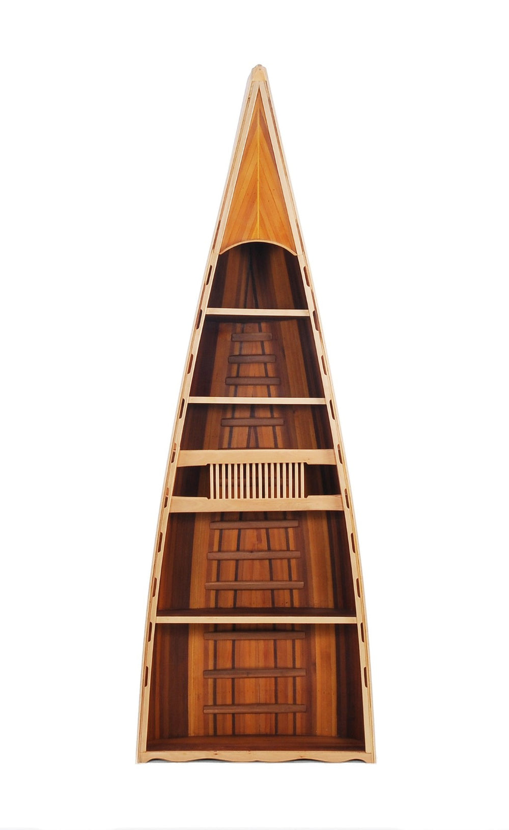 HomeRoots 21" Solid Wood Bookcase - Elegant Six-Tier Boat Design for Stylish Vertical Storage & Display 364286