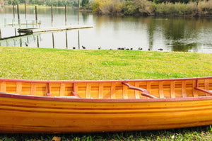 Homeroots 28.5" X 144" X 21" Wooden Canoe With Ribs Curved Bow  Wood 364287
