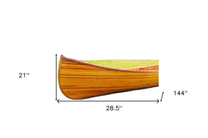 Homeroots 28.5" X 144" X 21" Wooden Canoe With Ribs Curved Bow  Wood 364287