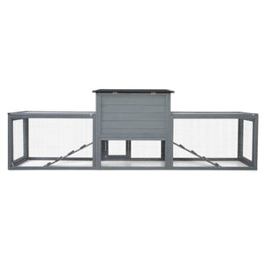 English Elm Large Two-story Outdoor Rabbit Hutch Pine Wood Weatherproof Dual Run Enclosure W2181P356097