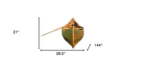 Homeroots 28.5" X 144" X 21"Matte Finishwooden Canoe With Ribs Curved Bow  Wood 364288