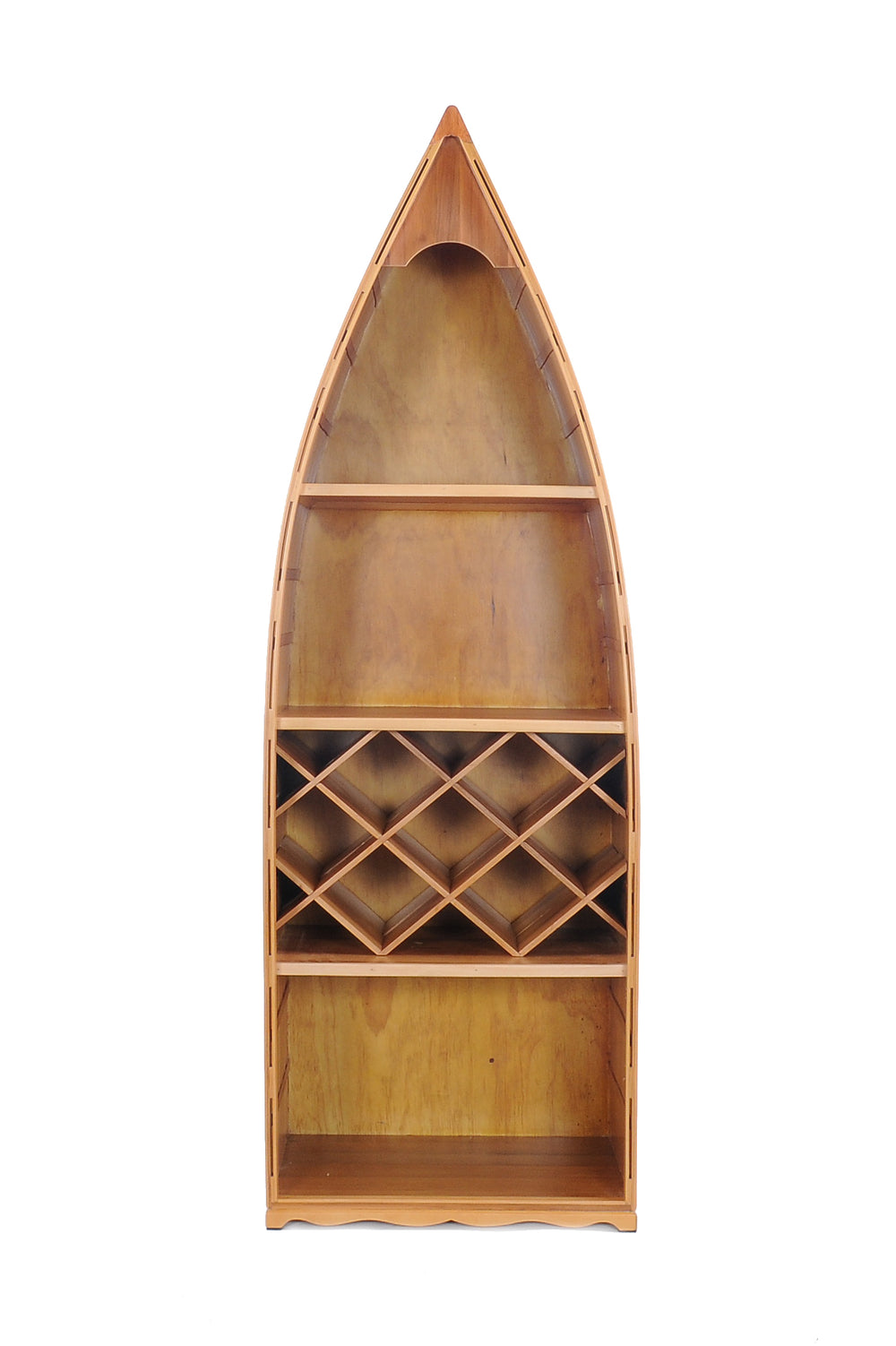 Homeroots 24.5" X 74" X 12.5" Wooden Canoe Wine Shelf  Wood 364290