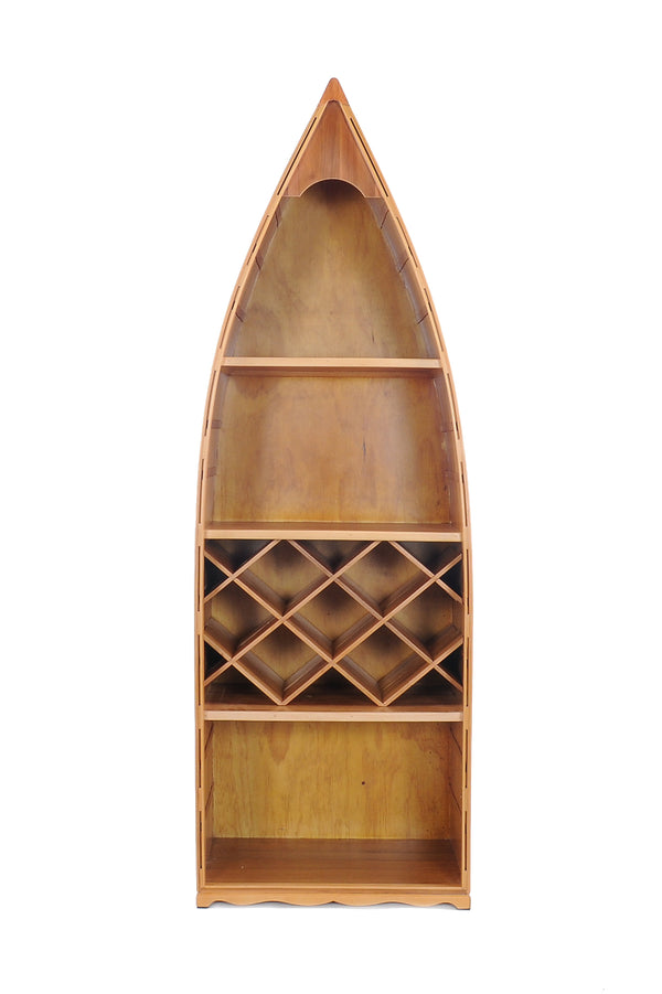 Homeroots 24.5" X 74" X 12.5" Wooden Canoe Wine Shelf  Wood 364290