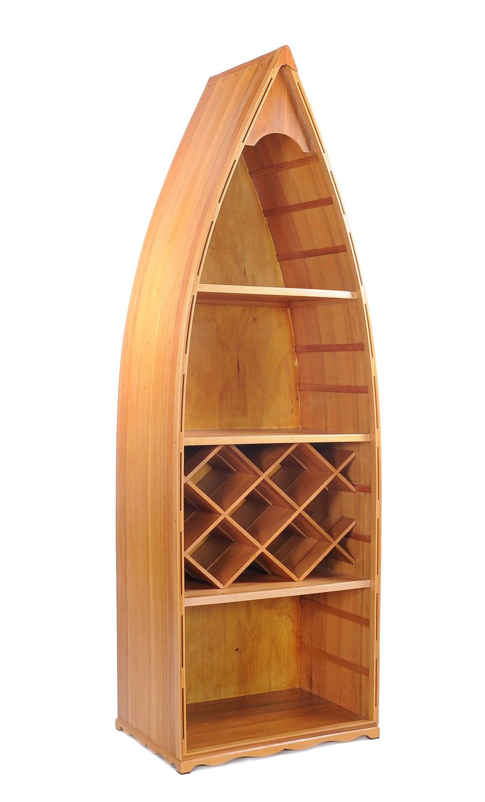 Homeroots 24.5" X 74" X 12.5" Wooden Canoe Wine Shelf  Wood 364290
